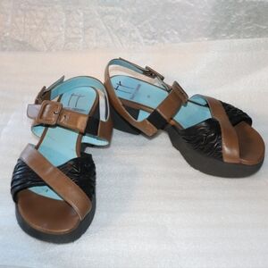 Thierry Rabotin 36 US 6 Brown Black Leather Comfort Sandals
